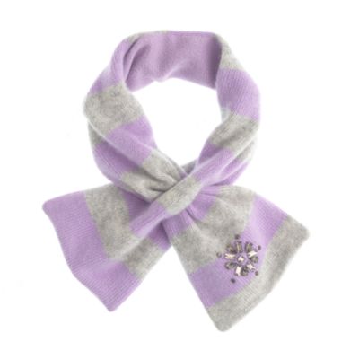 Girls' snowflake jewel striped scarf