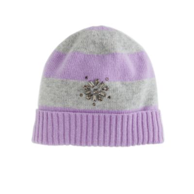 Girls' snowflake jewel striped hat