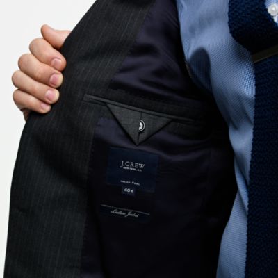 Ludlow suit jacket with double vent in pinstripe Italian wool