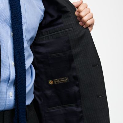 Ludlow two-button suit jacket with double-vented back in pinstripe Italian wool