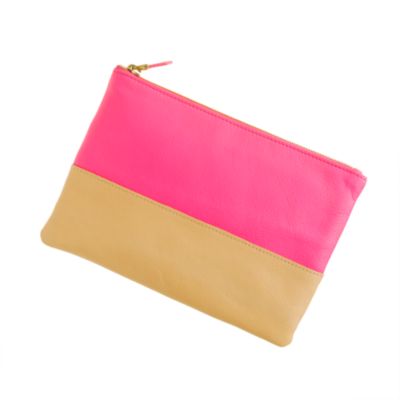 Leather colorblock pouch