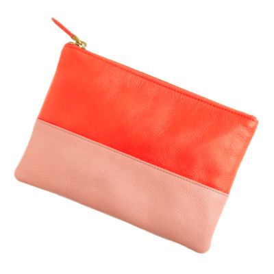 Leather colorblock pouch