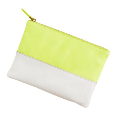 Leather colorblock pouch