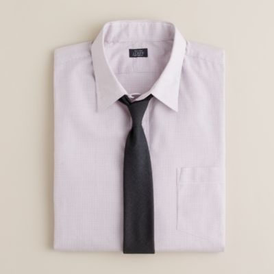 Point-collar dress shirt in mini-tattersall