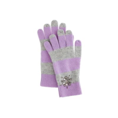 Girls' snowflake jewel stripe gloves