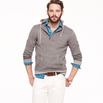 Marled cotton hooded henley