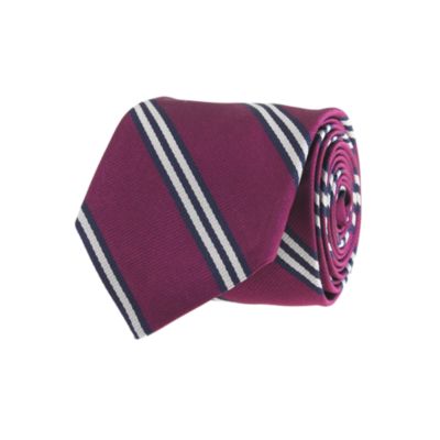 Repp-stripe silk tie in raisin
