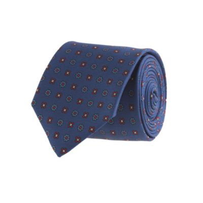 Medallion silk tie in sapphire