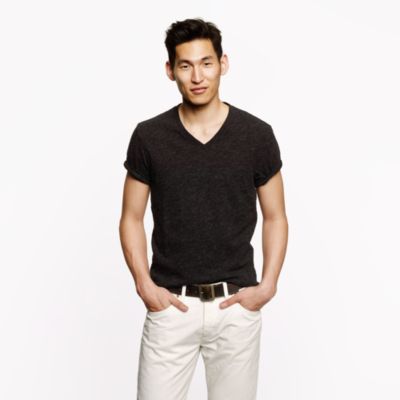 Slim field knit jasp&eacute; V-neck tee
