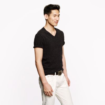 Slim field knit jasp&eacute; V-neck tee