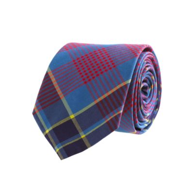 Tartan cotton tie in vintage barn and blue