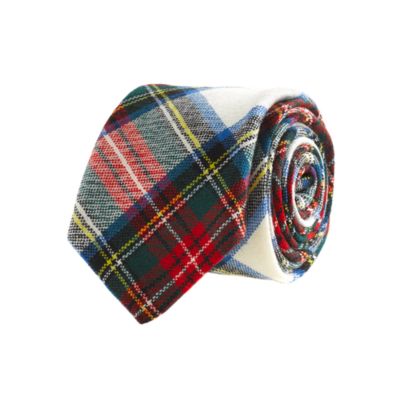 Tartan wool tie in holiday white