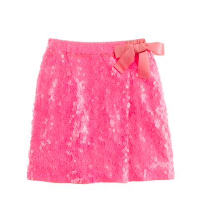 Girls' sequin faux-wrap skirt