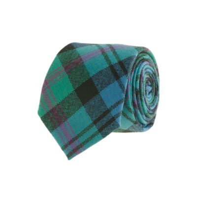 Tartan wool tie in summer plum