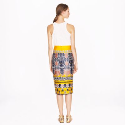 Long No. 2 pencil skirt in scroll print