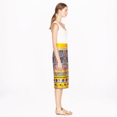 Long No. 2 pencil skirt in scroll print