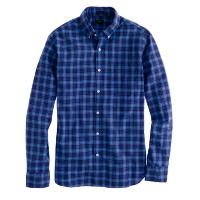 Slim Secret Wash shirt in sapphire tartan