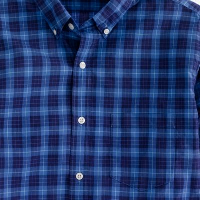 Slim Secret Wash shirt in sapphire tartan