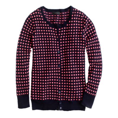 Collection featherweight cashmere cardigan in microcheck