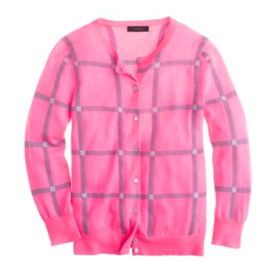 Collection featherweight cashmere cardigan in windowpane check