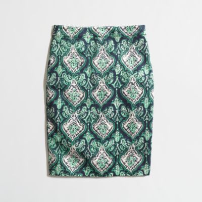 Factory printed pencil skirt in stretch cotton