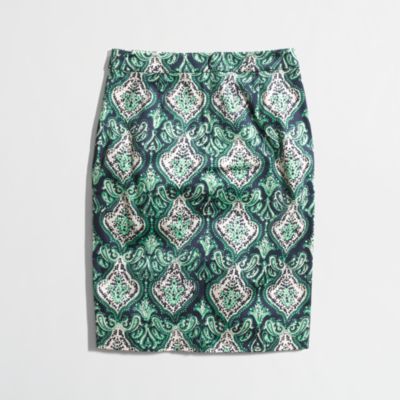 Factory printed pencil skirt in stretch cotton