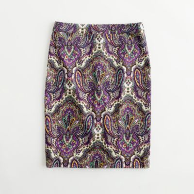 Factory printed pencil skirt in stretch cotton