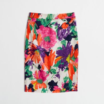 Factory printed pencil skirt in stretch cotton