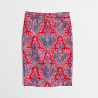 Factory printed pencil skirt in stretch cotton