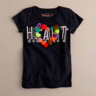 Girls' pom-pom heart tee