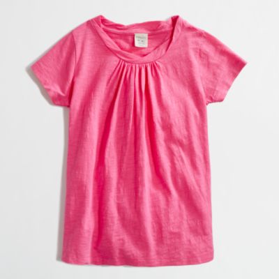 Factory girls' gathered cotton tee