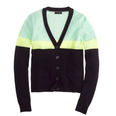 Collection cashmere V-neck cardigan in colorblock