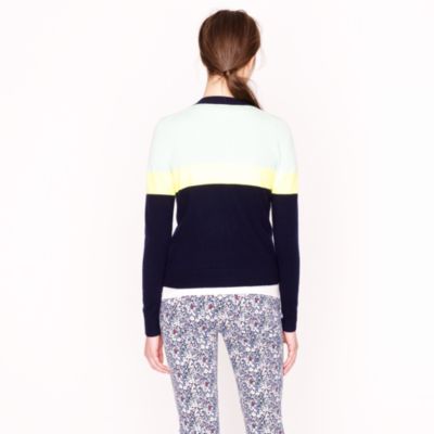 Collection cashmere V-neck cardigan in colorblock