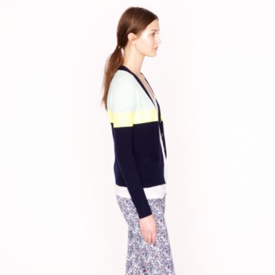 Collection cashmere V-neck cardigan in colorblock