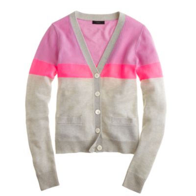 Collection cashmere V-neck cardigan in colorblock