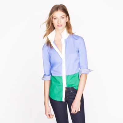 Stretch perfect shirt in colorblock