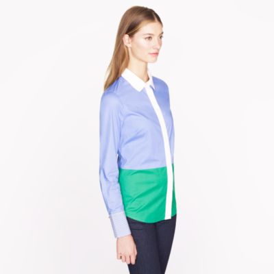Stretch perfect shirt in colorblock