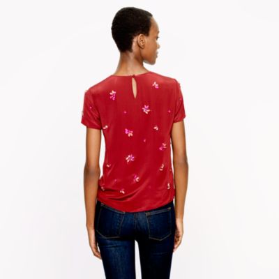 Collection jeweled silk crepe tee