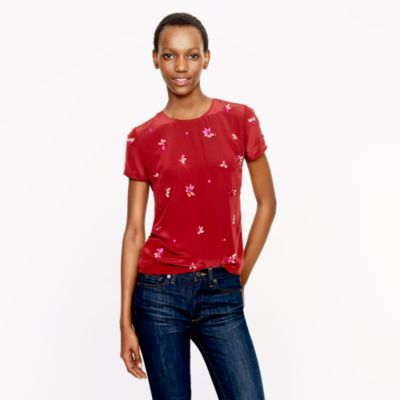 Collection jeweled silk crepe tee