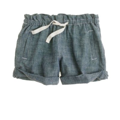 Girls' drawstring chambray short