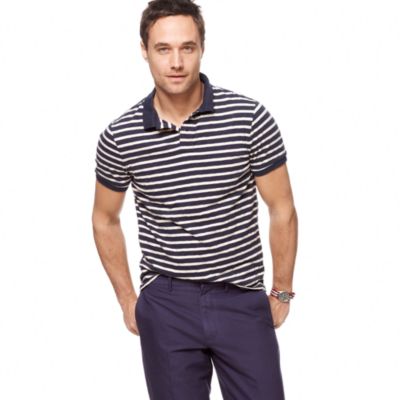 Lightweight slub chukker-stripe polo