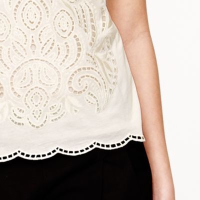 Embroidered eyelet tank