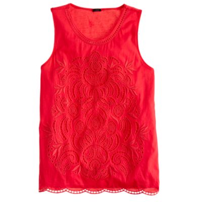 Embroidered eyelet tank