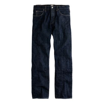 Slim-straight selvedge jean in resin crinkle wash