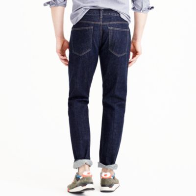 Slim-straight selvedge jean in resin crinkle wash