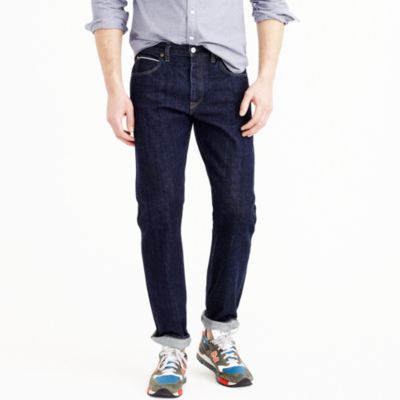 Vintage slim-straight fit jean in resin crinkle selvedge