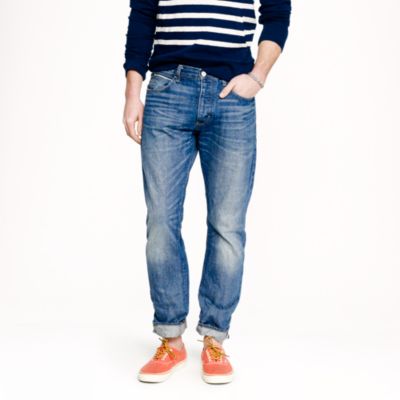 Vintage slim-straight fit selvedge jean in medium worn wash