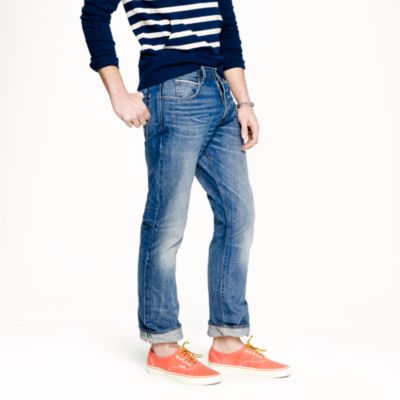 Slim-straight selvedge jean in medium worn wash