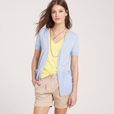 Featherweight cashmere short-sleeve cardigan
