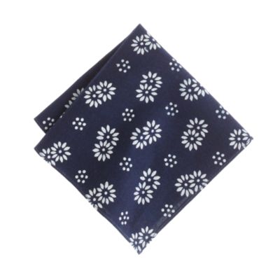 Indigo floral pocket square